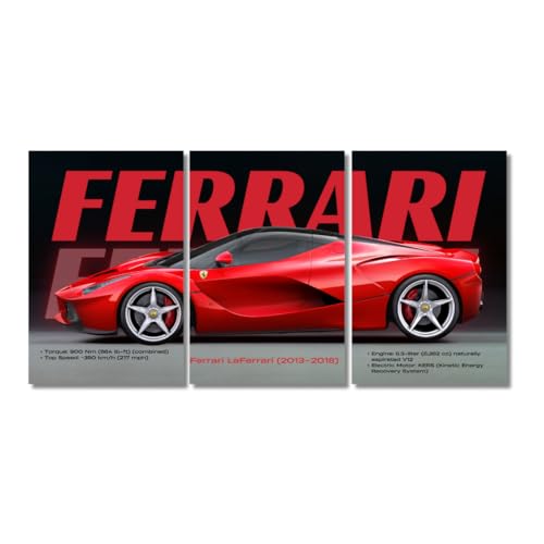 Image of Good Hope Ferrari car Poster | 3-Piece Split Car Posters | Car Poster For Wall Art Decoration | Gift for Boys | A4 Size | Posters for Wall, Bedroom, living Room Decor For Home & office