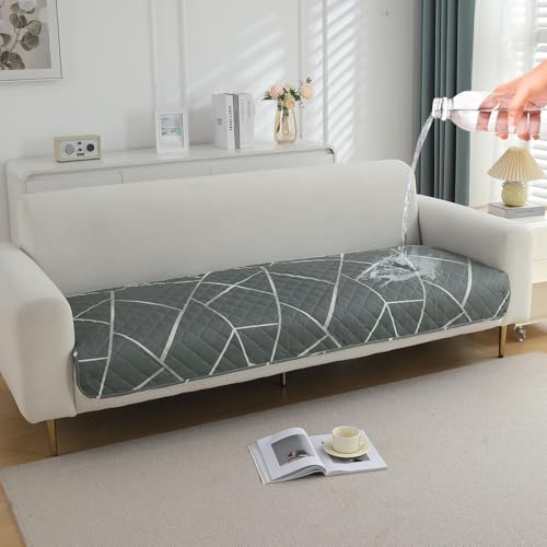 Image of HOKIPO Polyester Printed Waterproof + Anti-Slip + Quick Dry Sofa Seat Mats, Abstract Geometric Shadow Grey - Length 60cm (AR-5229-P2)