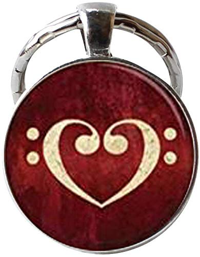 Preisvergleich Produktbild Schlüsselanhänger mit Herzmotiv, Bass, Notenschlüssel