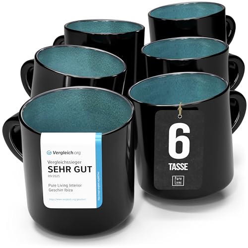 Steingut kleine Kaffeetassen 6 Pers. Ibiza Hochwertiges Mediterranes...