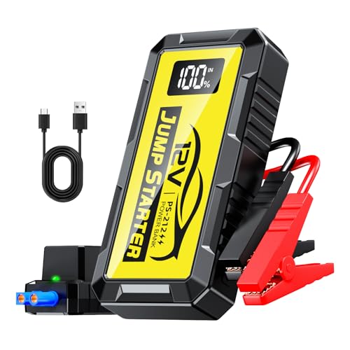 8000A Car Jump Starter, 12V Jump Starter Battery Pack (All Gas,up to 10.0L Diesel Engine) Jumper Cables Portable Lithium Jump Box, USB Output and LED Light