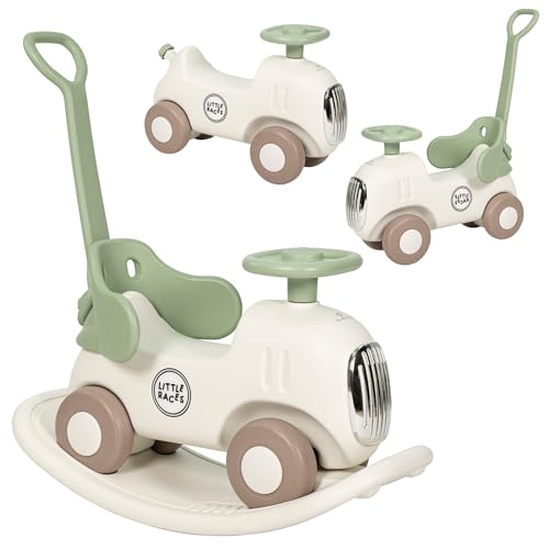 Olmitos - Balancín y Correpasillos Evolutivo 3 en 1 Race | Coche Infantil con Volante, Barra de Empuje y Ruedas Silenciosas | Crece con el Niño +12m hasta 50 kg – Ligero 4kg