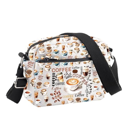 BDPWSS Coffee Crossbody Bag Coffee Lover Shoulder Bag Barista Gift Latte Lover Gift Coffees Latte Cups Chocolate Groovy Gifts