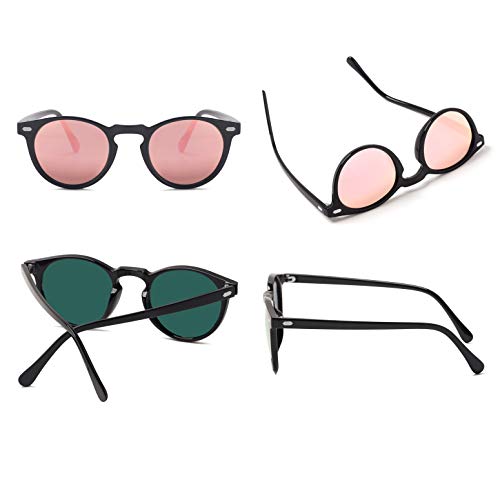 Vintage Polarized Round Sunglasses For Women Men Mirror Tinted Circle Lens Classic Designer Style Sun Glasses Stylish Shades with UV400 Protection