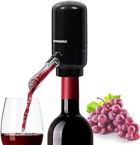 Winirina Electric Wine Aerator, Bottle Pourer, Automatic Wine Decanter Spout, Dispenser with 2 Silicone Connecting Tubes (Black)