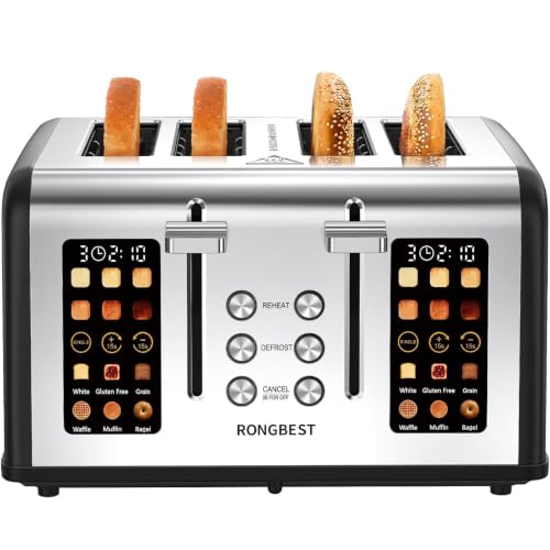 Toaster 4 Slice Touchscreen with Wide Slots, Single-slice Mode, Matte