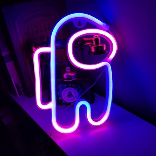 Image of Planet Alien Space Neon Signs, 5Pcs LED Neon Light for Wall Decor, Battery or USB Power, Led Sign for Bedroom Wall Decor Aesthetic Teen Girl Kid Room Christmas Birthday Wedding Party Pink Blue Yellow
