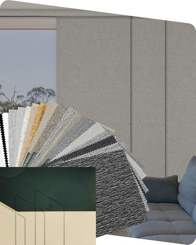 Yoolax Custom XL Smart Sliding Door Blinds, Fabric Blackout Vertical Blinds for Glass Doors.Hanging Room Divider, Patio Doors, Closet Doors, Fabric Sample (Multicolor)