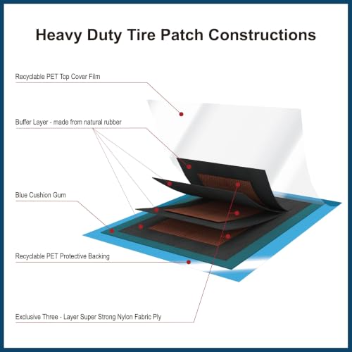 Image of PAX Upgraded Radial Tire Repair Patches 125x90mm / 4.92x3.54 Inch (10 Pack), 2-Layer Super Strong Nylon Fabric Heavy-Duty Puncture Fix for Truck & Car (Rubber Cement Required)