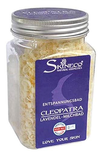Skineco Bain de lait Cleopatra - Additif de bain durable avec lavande et lait de chèvre - Additif de bain à la lavande pour peaux sensibles - Bain de relaxation - Cosmétique naturel fait main