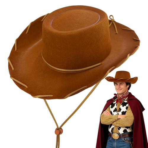 Paradi star Cowboy Hat Western Sheriff Cowgirl Hats 1950s Rancher Style Headwear for Men Women Halloween Cosplay Themed Party Brown