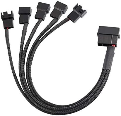 4-Pin Molex to 5 x 3 Pin / 4 Pin PMW 12V PC Case Fan Power Adapter Cable, 3Pin or 4Pin (PWM Connector) to Molex Computer Cooler Cooling Fan Splitter Y Power Cable