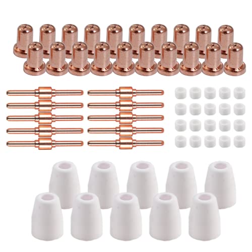 TOSENBA 60PCS PT-31 Plasma Cutter Accessories Consumables, PT31 Plasma Cutting Equipment, Tips Electrodes, Nozzles Rings Plasma Cutter Kits Suit for CUT50 CT312 CT520 520TSC