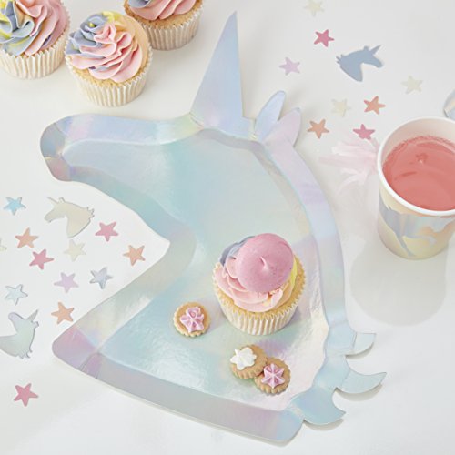 Ginger Ray Iridescent Unicorn Party Paper Plates 8 Pack Make A Wish