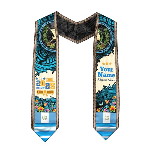 Customized Guatemala Graduation Stole 2025, Custom Guatemalan Graduation Sash, Class of 2025, Guatemalan American Flag 4