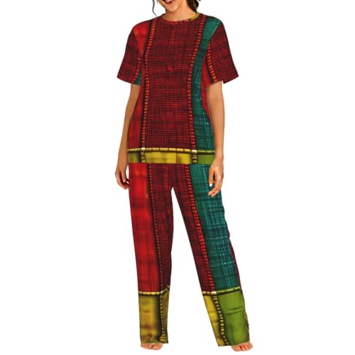 Vêtements de nuit doux femme pyjama patchwork africain confort
