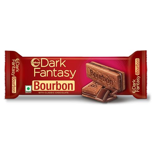 Image of Sunfeast Dark Fantasy Bourbon, Classic Biscuit Made With Real Chocolate, 111g /120 Gram (Weight May Vary)