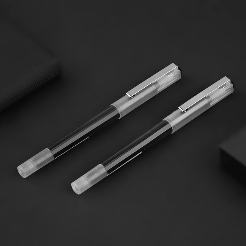 Image of Kinbor WAVE Roller Ball Pens - 0.5mm Fine Point, Black, Pack of 5 - Smooth Writing Pens with Visible-Ink Window, Quick-Drying, Smudge-Free Gel-Ink Pens for Office, School, and Journaling