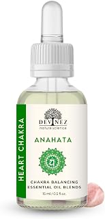 Heart Chakra (Anahata) Essential Oil Blend (15ml/0.50 fl oz) - Diffuser Blend with Rose Quartz Gemstone - for Chakra Balance, Meditation, Yoga, Reiki & Healing