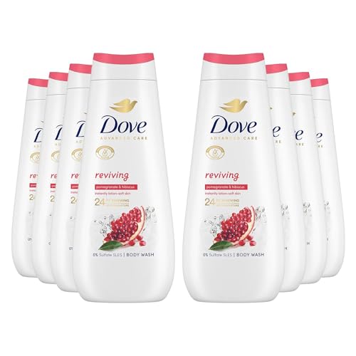 Dove Advanced Care Sulphate Free Body Wash for Women Made with Skin-Natural Nourishers and Micromoisture Provides 24 Hours Renewing Lotion-Soft Softer Skin (Pack of 8, 400ml)
