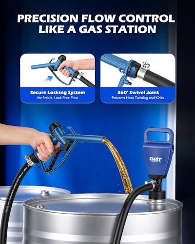 Image of OMT 7 GPM Electric Drum Barrel Pump, Dual Power AC 100-240V & 12V DC | for 55 Gallon Drums & 275 Gallon IBC Totes, Fuel Transfer Pump for Diesel DEF Water Antifreeze