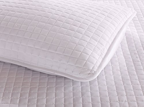 Everest Supply Full White Solid Color Box Stitch Quilted Bedspread Coverlet 86 By 86 Inches Plus 2 Standard Shams 20 By 26 Inch Breathable Reversible Bed Cover For Homes,Hotels,Motels, Rentals 4 Lbs #TOP6