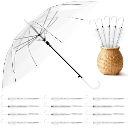 Annzoe Clear Umbrella 30 Pack, 36" Transparent Bubble Stick Umbrellas with Auto Open and J-Hook Handle, Wind-Resistant Lightweight Design for Daily Use, Commute, Outdoor Activities by Annzoe - Used condition - US$65.00