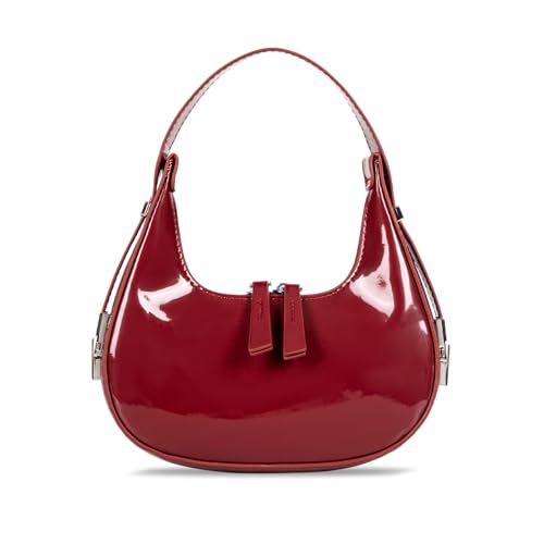 Prpeko Mini sac à bandoulière rétro Y2k années 90 Hobo Sac à main sous les bras Sac à main tendance pour femme, bordeaux