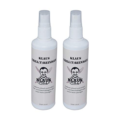 Klaus grillt Grill-Reiniger, 2 x 125 ml, Intensiv-Reiniger, Profi-Reiniger, hochwirksames Reinigungs-Mittel für Grill, Herdplatten, Öfen und