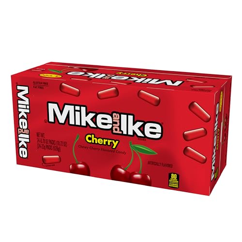 Image of Mike and Ike Cherry Candy, 0.78 Ounce Box (Pack of 24), Red Candy