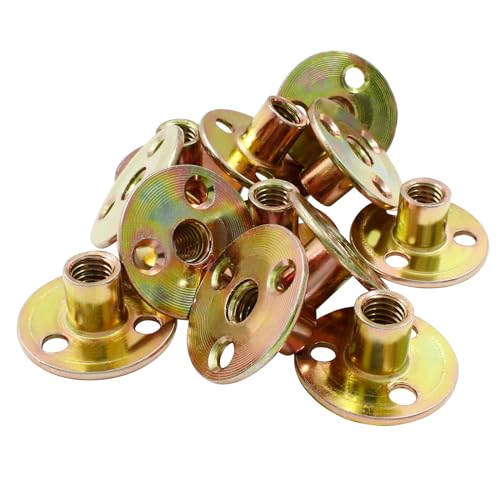 hordion 12pcs 3834-16 carbon steel t nuts round base plate nut furniture hardware flange insert female thread