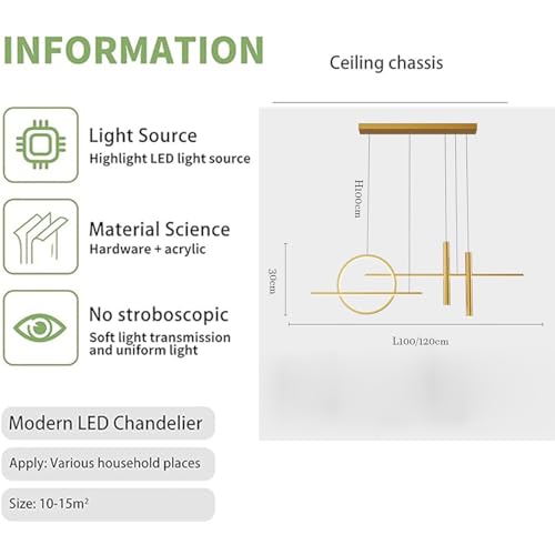Lustres LED light avec télécommande de plafond or moderne pour table et cuisine