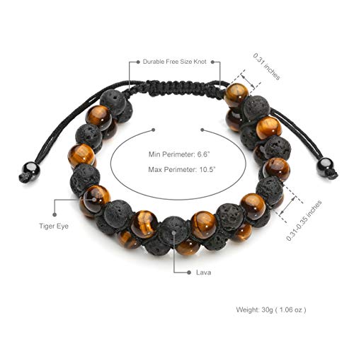 Jovivi 2 Pcs Hematite Black Obsidian Tiger Eye Stone Bracelets For Men Women 8Mm/10Mm Round Natural Healing Crystal Gemstone Beads Protection Bracelets For Anxiety Good Luck #TOP6