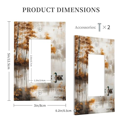 Decorative Outlet Covers Funny Ducks Vintage Lakeside Landscape 1 Gang Single Decora GFCI Device Light Switch Covers Plate 1 Rocker Wall Plate Jumbo Faceplate for Home Decor