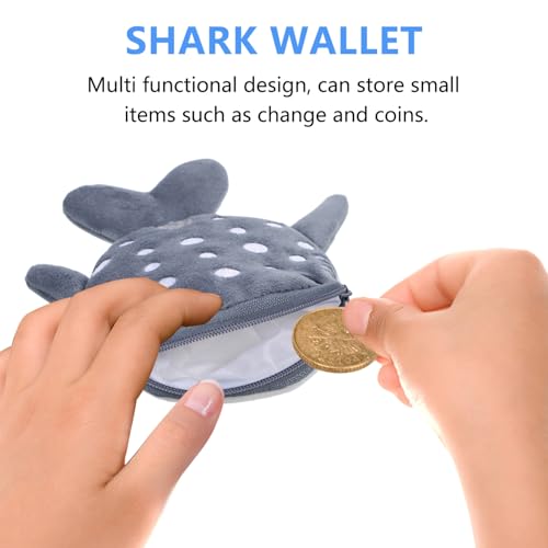 2 Pcs Cute Shark Coin Purse Plush Wallet for Boys Multi Functional Soft Pouch for Coins Keys Change and Items Lightweight Portable Design4