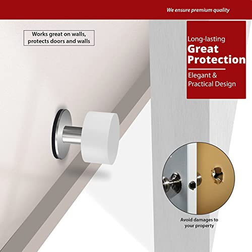 Door Stoppers Wall Protector, 2Pcs Wall Protectors From Door Knobs, Rubber Door Stop With Self Strong Adhesive, Door Bumpers For Home & Office Use（White Door Stopper） #TOP2