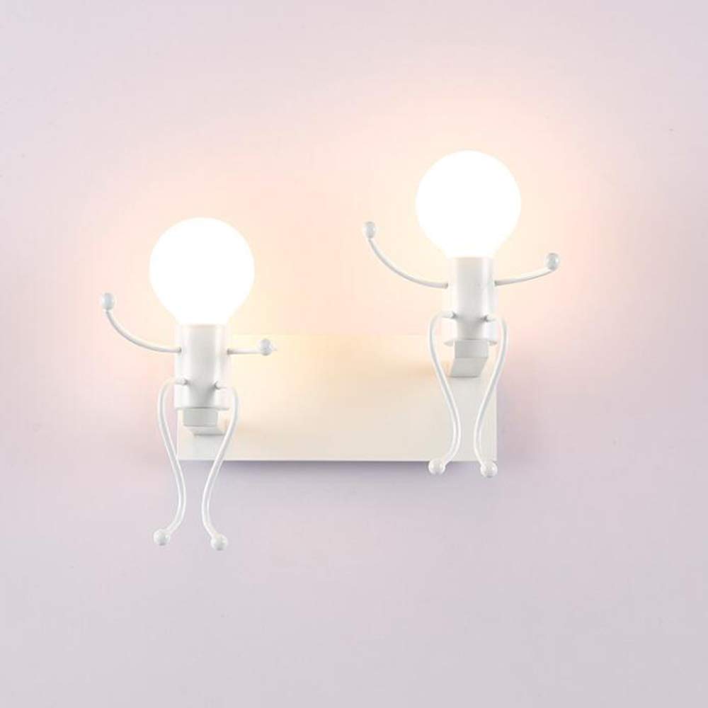 Mengjay 2 Humanoid Wall Light Indoor, Creative LED Wall Lamp Modern Wall Sconce Light for Bedroom Children Room Hallway Restaurant Stair, E27, Bulb not Included (B)