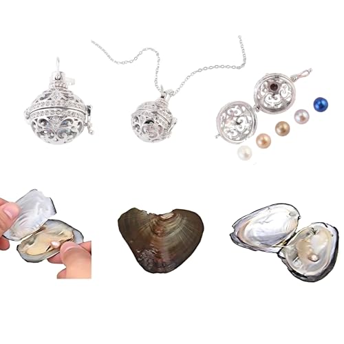 Image of Kiss Me Natural Oyster Pearl DIY Necklace, Freshwater Pearls, Locket 18''