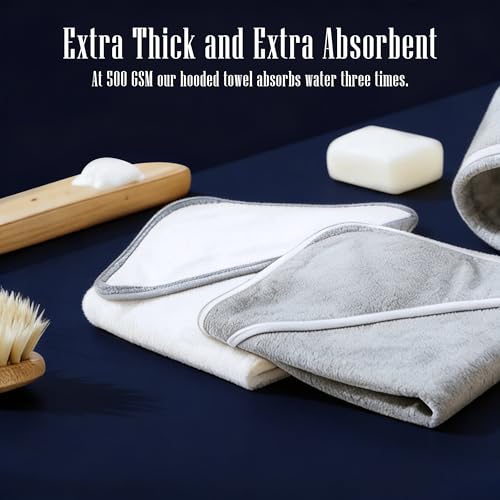 2 Pack Baby Bath Towel - Rayon Made from Bamboo, Ultra Soft Hooded Towels for Babies,Toddler,Infant - Newborn Essential -Perfect Baby Registry Gifts for Boy Girl