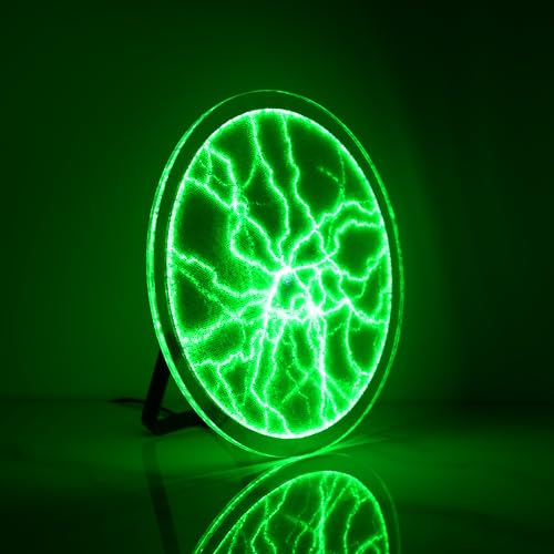 PUXTIW 12 Inch Plasma Disc, Plasma Ball Lamp，Plasma Globe,Electrostorm Disc,Luminglas,Suitable for Homes, Bars, Clubs, Parties, Decorations, Holiday Gifts,Science and Education Toys (Green)