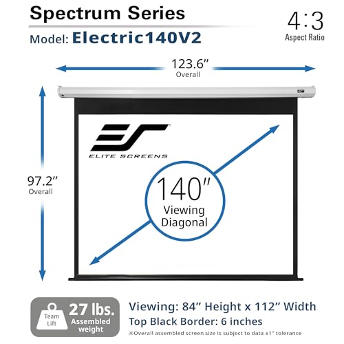 Image of Elite Screens Spectrum 140-Inch Electric Motorized Projector Screen 4:3, 4K /8K UHD, Drop Down for Classroom & Office, Wall /Ceiling Mount, White Case, ELECTRIC140V2