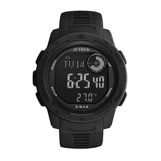 AVTREK Montre de Sport numérique pour Adolescents avec altimètre et baromètre, Montre pour l'extérieur, Montre de Sport étanche pour l'armée et Les Militaires (Noir)