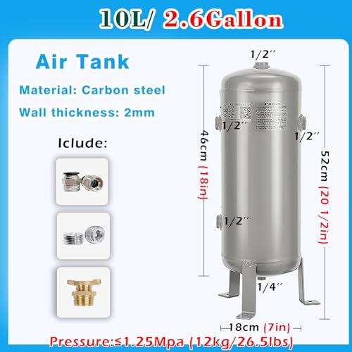 Tanque de compresor de aire vertical para ahorrar espacio, ideal para inflar y mantener neumáticos de vehículos