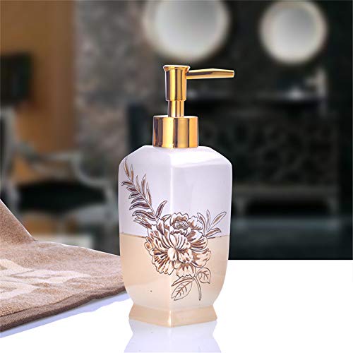 Dispensador De Ducha Cuutiik, Patrón Idílico Dispensador De Jabón Flor De Resina Desinfectante De Manos Champú para Baño Dispensador De Baño 20.5 * 6.5Cm, Amarillo Cover