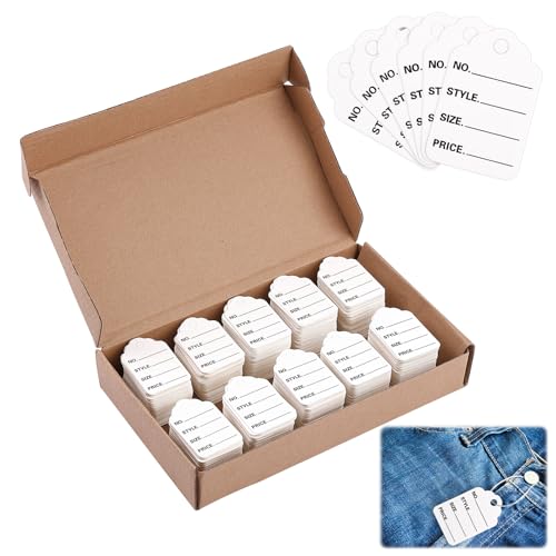 1000 Stück Preisschilder Etiketten Kleinen Preisetiketten 32mm * 50mm Preisschilder Anhänger mit Vorgefertigten Löchern für Kleidung Schmuck Flohmärkte Geschenken Weiß