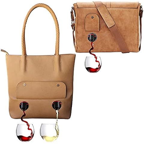 PortoVino Wine Messenger Bag/Holds 1.5 liters Vegan Leather Designer Wine Purse/Tote with Hidden Spout/Holds 1.5 Liters Cover