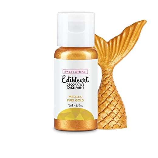 Sweet Sticks Edible Art Decorative Cake Paint 0.5 Ounce (15 Milliliters), Metallic Pure Gold