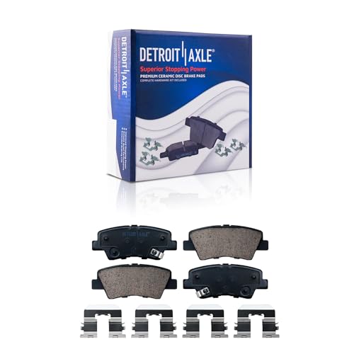 Image of Detroit Axle - Brake Pads for 2012-2017 Hyundai Accent Kia Rio 2015 Dodge Attitude, 2013 2014 2016 Ceramic Brake Pads w /Hardware Front Rear Replacement