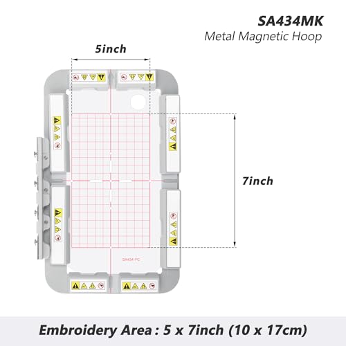 Image of Sew Tech Magnetic Embroidery Hoop for Brother SE700 SE725 SE600 SE625 SE630 SE400 SE425 PE550D PE540D PE545 PE535 PE525 PE500 NS1750D NS1850D M380D Babylock Embroidery Machines (5 inchx7 inch, SA434MK)