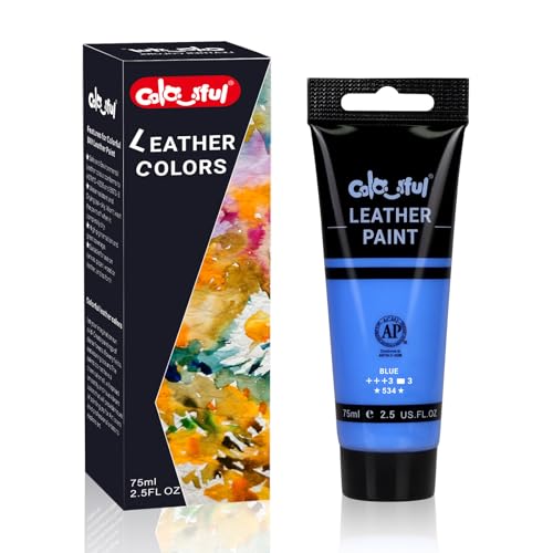 Colorful Pintura acrílica para cuero, 70.9 g azul para pintura de zapatos, pintura de cuero para decoración de bolsas y carteras, cuidado de chaquetas, manualidades y proyectos de personalización